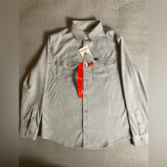 Wrangler Other - Men’s Wrangler Gray Flannel Knit Shirt ButtonUp Casual Comfortable Outdoor Relax